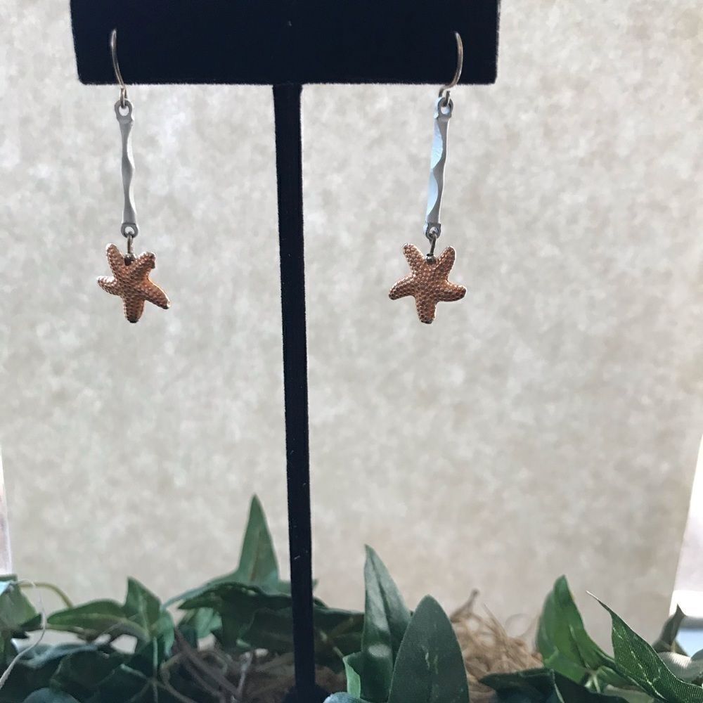 Vintage Starfish Dangle Earrings Pastel Orange NWT - Picture 6 of 10